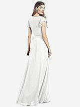 Rear View Thumbnail - White Flutter Sleeve Faux Wrap Chiffon Dress