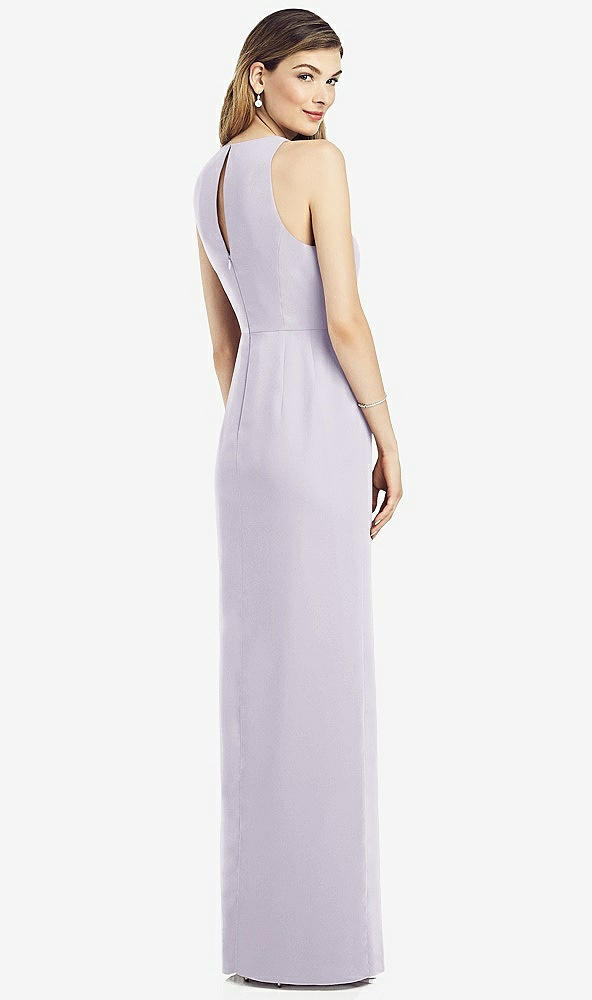 Back View - Moondance Sleeveless Chiffon Dress with Draped Front Slit