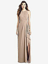 Front View Thumbnail - Topaz Sleeveless Chiffon Dress with Draped Front Slit