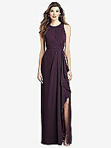 Front View Thumbnail - Aubergine Sleeveless Chiffon Dress with Draped Front Slit