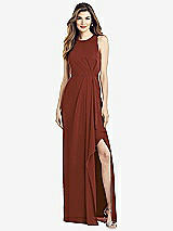 Alt View 1 Thumbnail - Auburn Moon Sleeveless Chiffon Dress with Draped Front Slit