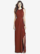 Front View Thumbnail - Auburn Moon Sleeveless Chiffon Dress with Draped Front Slit