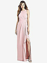 Alt View 1 Thumbnail - Ballet Pink Sleeveless Chiffon Dress with Draped Front Slit