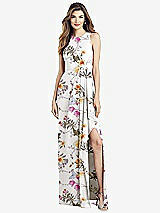 Alt View 1 Thumbnail - Butterfly Botanica Ivory Sleeveless Chiffon Dress with Draped Front Slit