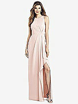 Alt View 1 Thumbnail - Blush Sleeveless Chiffon Dress with Draped Front Slit