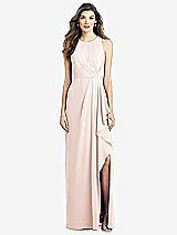 Front View Thumbnail - Blush Sleeveless Chiffon Dress with Draped Front Slit