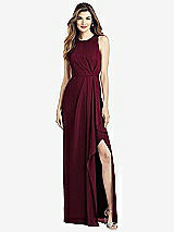 Alt View 1 Thumbnail - Cabernet Sleeveless Chiffon Dress with Draped Front Slit