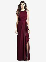 Front View Thumbnail - Cabernet Sleeveless Chiffon Dress with Draped Front Slit