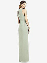 Rear View Thumbnail - Celadon Sleeveless Chiffon Dress with Draped Front Slit