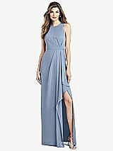 Alt View 1 Thumbnail - Cloudy Sleeveless Chiffon Dress with Draped Front Slit