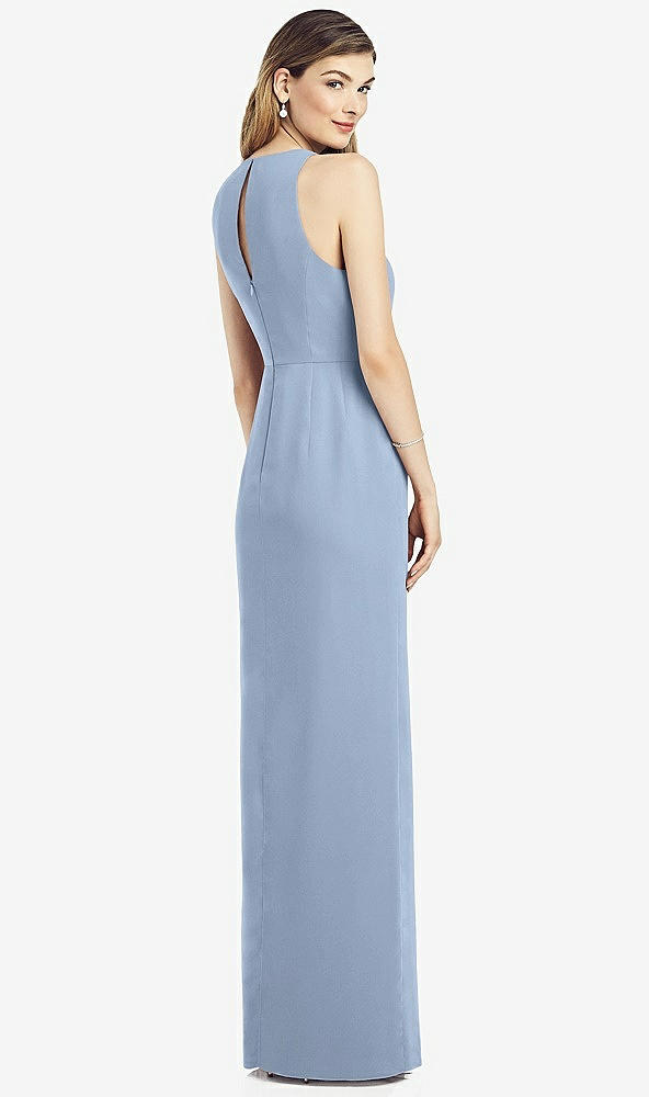 Back View - Cloudy Sleeveless Chiffon Dress with Draped Front Slit