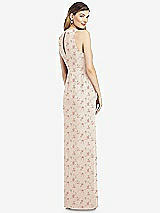 Rear View Thumbnail - Coquette Floral Print Sleeveless Chiffon Dress with Draped Front Slit