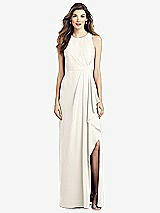 Front View Thumbnail - Ivory Sleeveless Chiffon Dress with Draped Front Slit