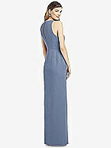 Rear View Thumbnail - Larkspur Blue Sleeveless Chiffon Dress with Draped Front Slit