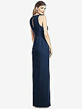 Rear View Thumbnail - Midnight Navy Sleeveless Chiffon Dress with Draped Front Slit