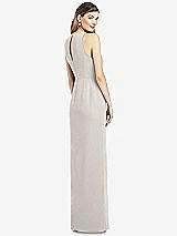 Rear View Thumbnail - Oyster Sleeveless Chiffon Dress with Draped Front Slit