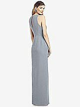 Rear View Thumbnail - Platinum Sleeveless Chiffon Dress with Draped Front Slit