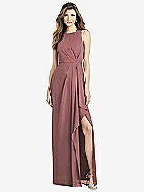 Alt View 1 Thumbnail - Rosewood Sleeveless Chiffon Dress with Draped Front Slit