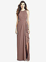 Front View Thumbnail - Sienna Sleeveless Chiffon Dress with Draped Front Slit