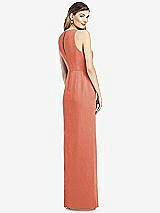 Rear View Thumbnail - Terracotta Copper Sleeveless Chiffon Dress with Draped Front Slit