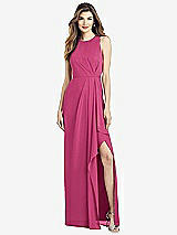 Alt View 1 Thumbnail - Tea Rose Sleeveless Chiffon Dress with Draped Front Slit