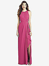 Front View Thumbnail - Tea Rose Sleeveless Chiffon Dress with Draped Front Slit