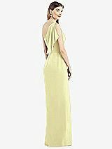 Rear View Thumbnail - Butter Yellow One-Shoulder Chiffon Dress with Draped Front Slit