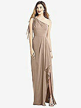 Alt View 1 Thumbnail - Topaz One-Shoulder Chiffon Dress with Draped Front Slit