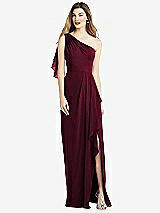 Alt View 1 Thumbnail - Cabernet One-Shoulder Chiffon Dress with Draped Front Slit