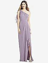 Alt View 1 Thumbnail - Lilac Haze One-Shoulder Chiffon Dress with Draped Front Slit