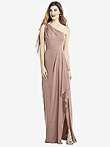 Alt View 1 Thumbnail - Neu Nude One-Shoulder Chiffon Dress with Draped Front Slit