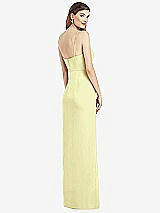 Rear View Thumbnail - Butter Yellow Spaghetti Strap Draped Skirt Gown with Front Slit