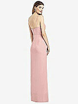 Rear View Thumbnail - Rose - PANTONE Rose Quartz Spaghetti Strap Draped Skirt Gown with Front Slit