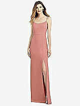 Alt View 1 Thumbnail - Desert Rose Spaghetti Strap V-Back Crepe Gown with Front Slit