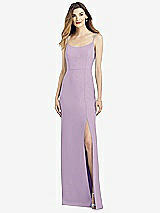 Alt View 1 Thumbnail - Pale Purple Spaghetti Strap V-Back Crepe Gown with Front Slit