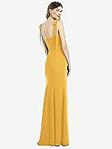 Rear View Thumbnail - NYC Yellow Flat Tie-Shoulder Crepe Trumpet Gown with Front Slit