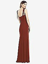 Rear View Thumbnail - Auburn Moon Flat Tie-Shoulder Crepe Trumpet Gown with Front Slit