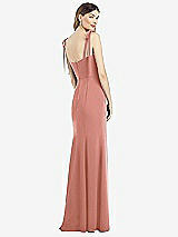 Rear View Thumbnail - Desert Rose Flat Tie-Shoulder Crepe Trumpet Gown with Front Slit