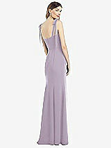 Rear View Thumbnail - Lilac Haze Flat Tie-Shoulder Crepe Trumpet Gown with Front Slit