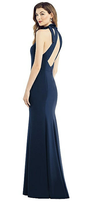 Bow-Neck Open-Back Trumpet Gown