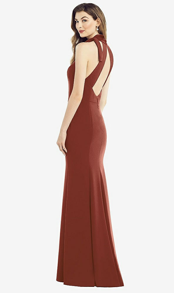 Front View - Auburn Moon Bow-Neck Open-Back Trumpet Gown