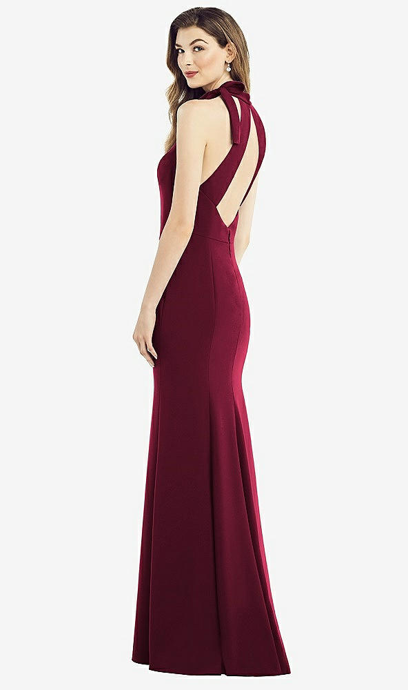 Front View - Cabernet Bow-Neck Open-Back Trumpet Gown