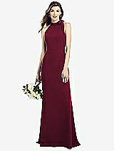 Rear View Thumbnail - Cabernet Bow-Neck Open-Back Trumpet Gown