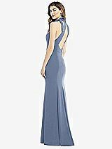 Front View Thumbnail - Larkspur Blue Bow-Neck Open-Back Trumpet Gown