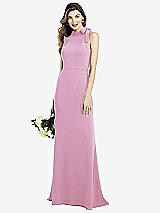 Alt View 1 Thumbnail - Powder Pink Bow-Neck Open-Back Trumpet Gown