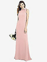 Alt View 1 Thumbnail - Rose - PANTONE Rose Quartz Bow-Neck Open-Back Trumpet Gown