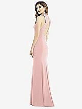 Front View Thumbnail - Rose - PANTONE Rose Quartz Bow-Neck Open-Back Trumpet Gown