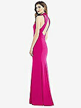 Front View Thumbnail - Think Pink Bow-Neck Open-Back Trumpet Gown