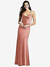 Front View Thumbnail - Desert Rose Cowl-Neck Criss Cross Back Slip Dress