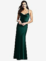 Front View Thumbnail - Evergreen Cowl-Neck Criss Cross Back Slip Dress